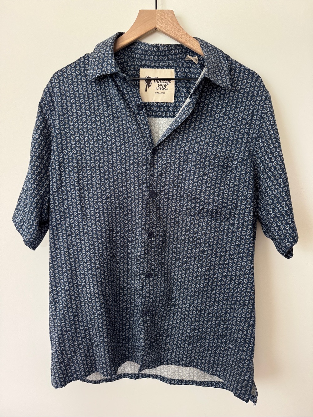 Vintage Silk 100% Silk Mens Button Up Polo Shirt Size Large